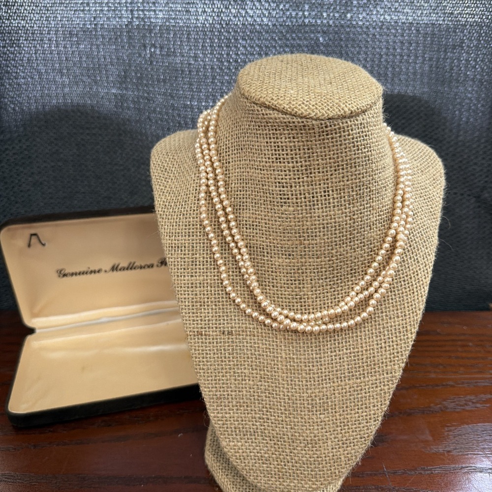 Vintage Mallorca 3 Strand Sterling Silver Clasp Necklace ESTATE FIND